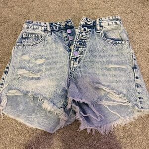 Windsor Light Blue Acid Wash Distressed Denim Shorts